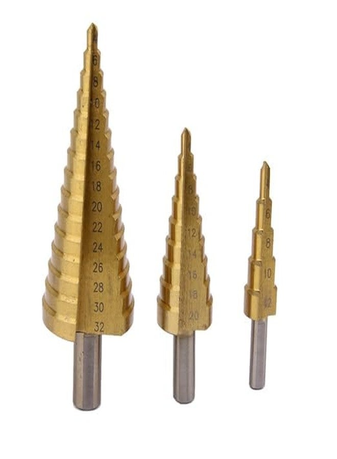 Bluedeal 3X Large Steel Step Cone Drill Titanium Bit Set Hole Cutter 4-12/20/32mm - Image 1